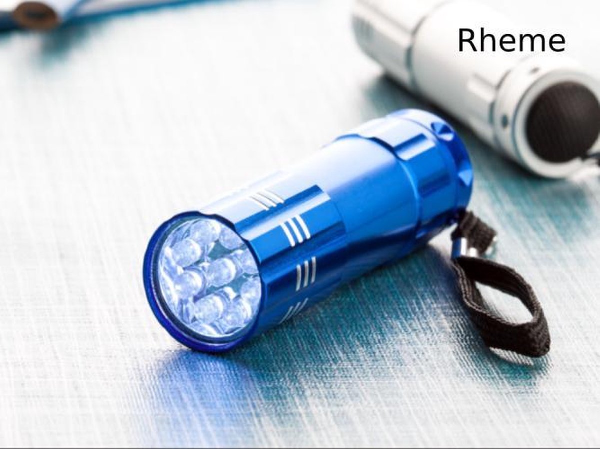 Zaklamp - 9 Led Lampjes - 9 cm - Blauw - Inclusief 3x AAA Baterijen - Rheme