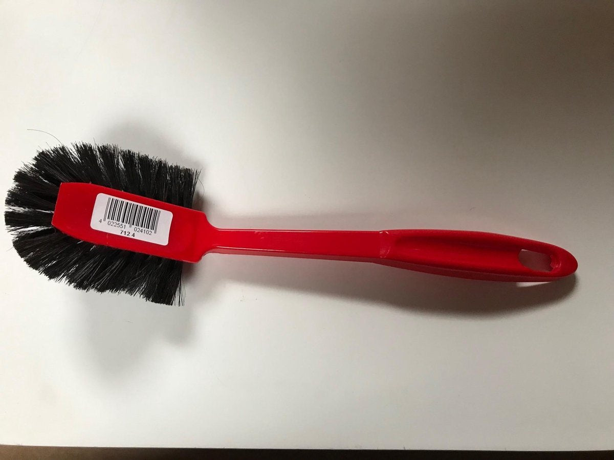 Afwaskwast kunststof met echt zwart paardehaar in rood