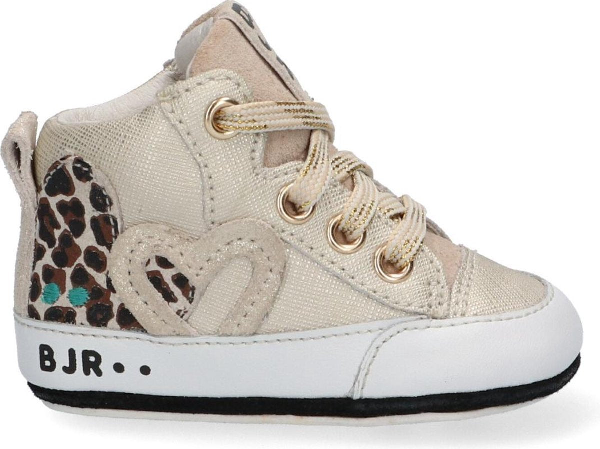 Bunnies JR 221100-994 Meisjes Lage Schoenen - Maat 19 - Goud - Babyschoentjes - Baby - Leer - Veters - Babysneakers