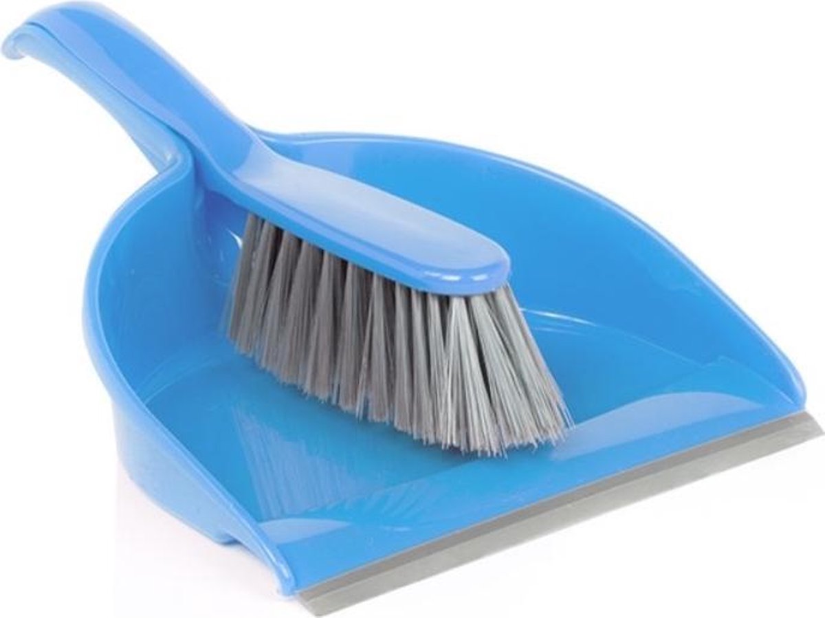 123schoon Stoffer En Blik Blauw 30 Cm