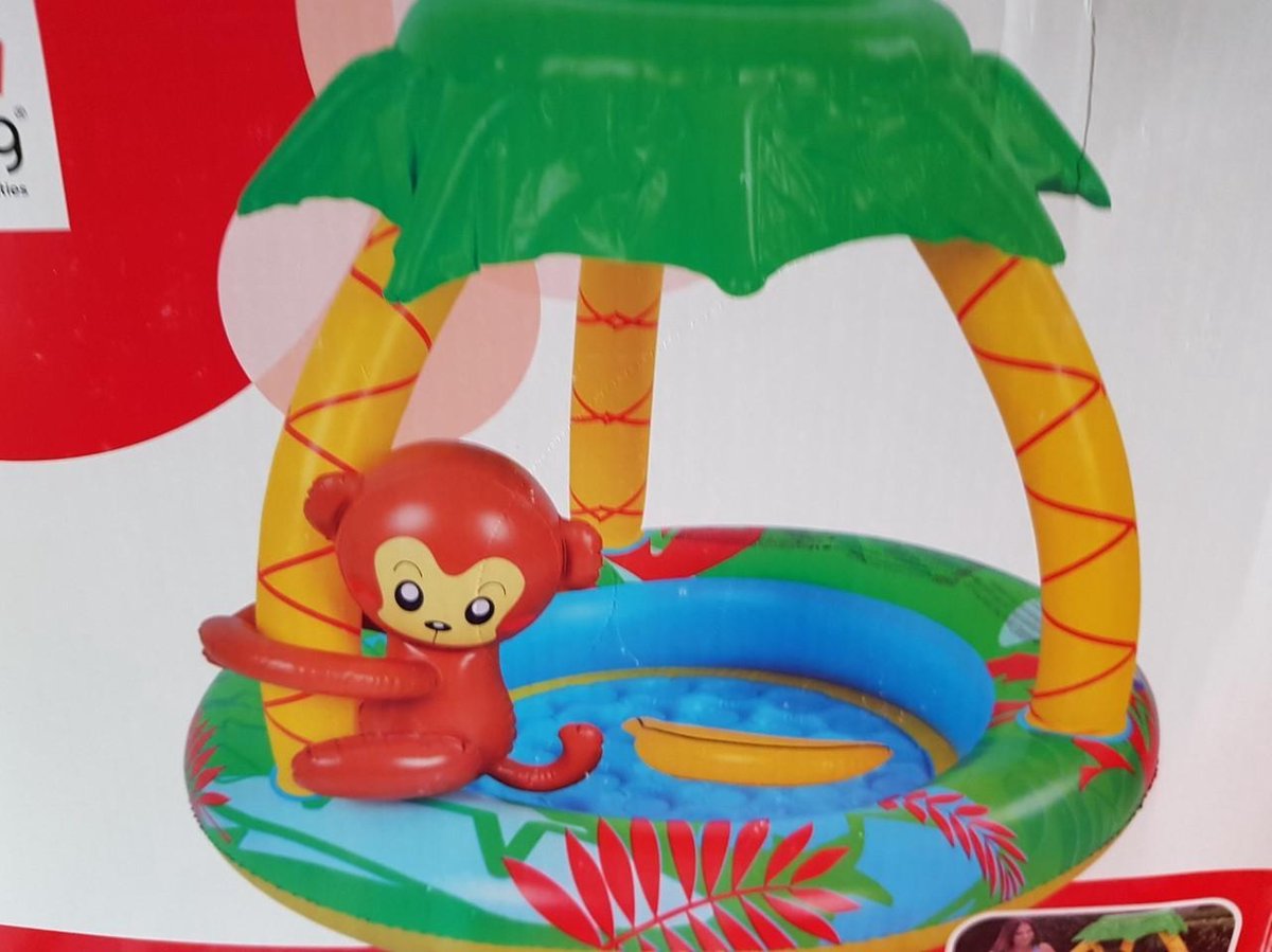 swimming island monkey