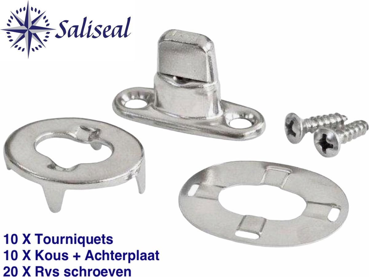 10 Stuks Saliseal Tourniquets / Draaisluiting + kousen + gratis rvs schroeven / Tournikets