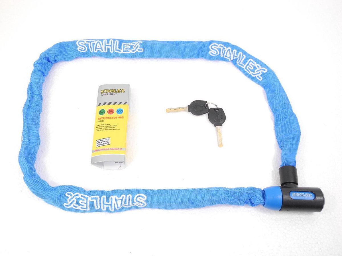 Stahlex Ø5mm / 120cm kettingslot fietsslot | 635g ideaal gewicht voor een fietser | zeer goede kwaliteit | blauw