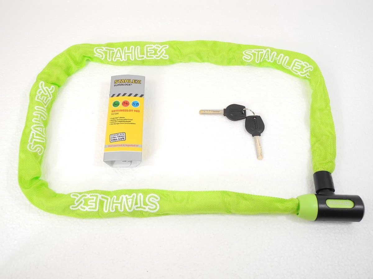 Stahlex Ø5mm / 120cm kettingslot fietsslot | 635g ideaal gewicht voor een fietser | zeer goede kwaliteit | groen