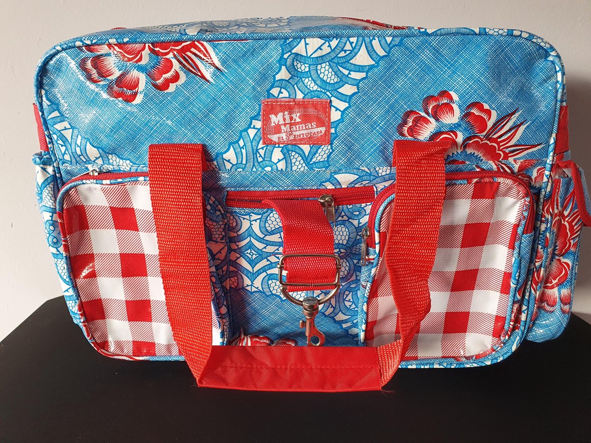 MixMamas Luiertas met luiermatje - Boeren bont - 40 x 29 x 40cm