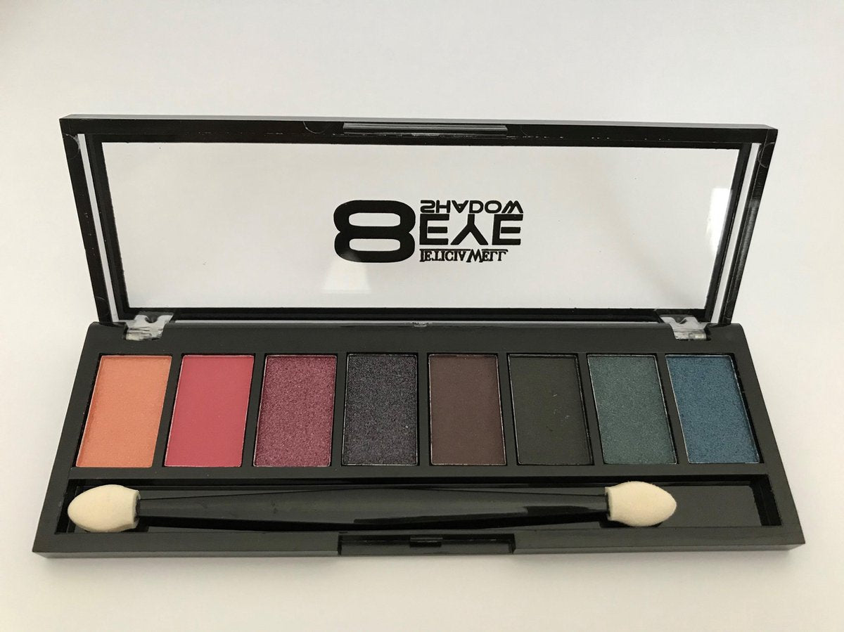 Leticia Well - Oogschaduw Palette - 8 donkere tinten abrikoosroze/roze/oud roze/paars/bruin/zwart/groen/blauw - nummer 34450 58