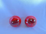Meridiaankogels met olifanten motief 3.5cm van cloisonne (een techniek van emailleren) rood & bruin