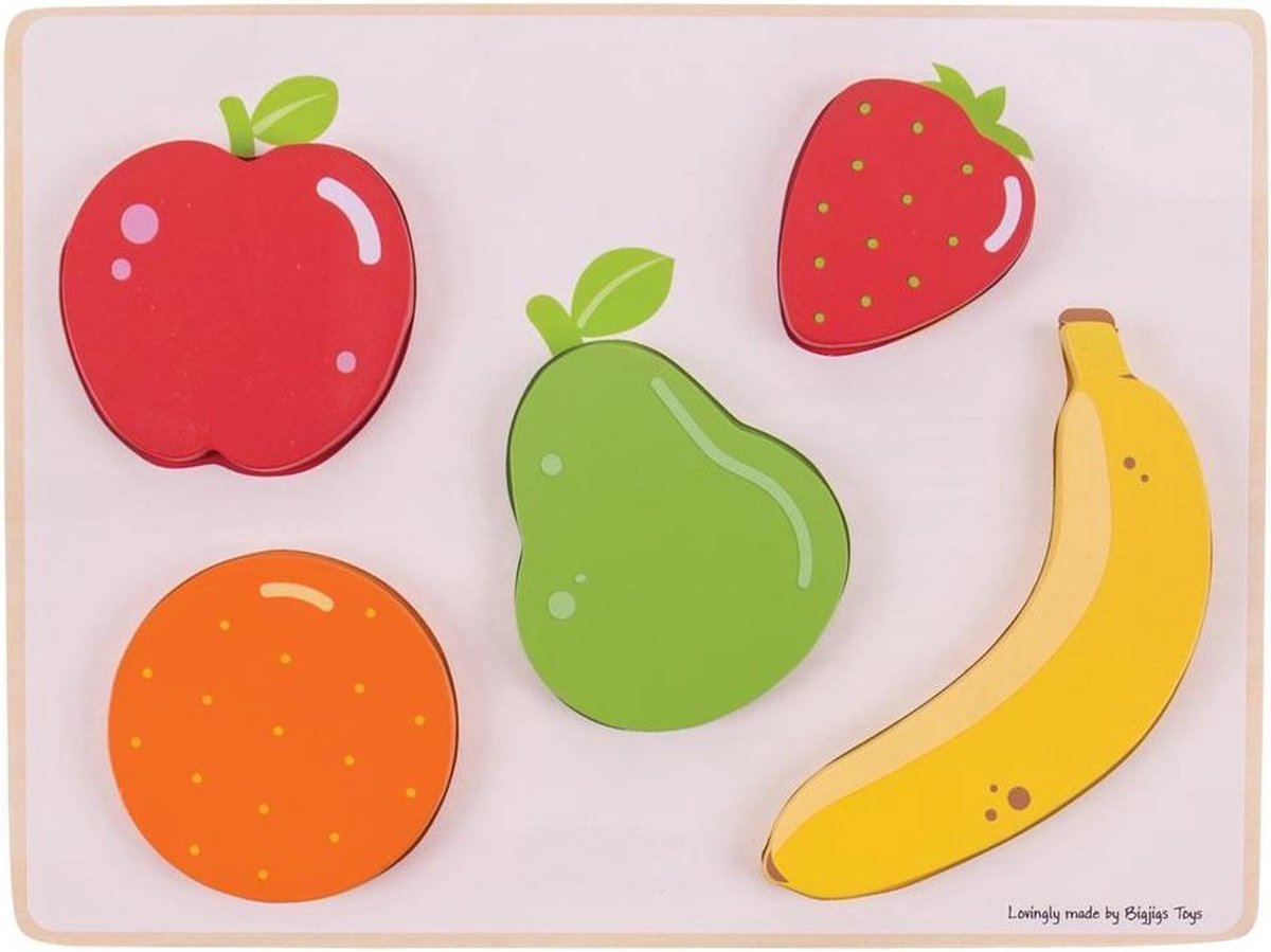 Bigjigs Houten Vormenpuzzel Fruit - 5 stukjes