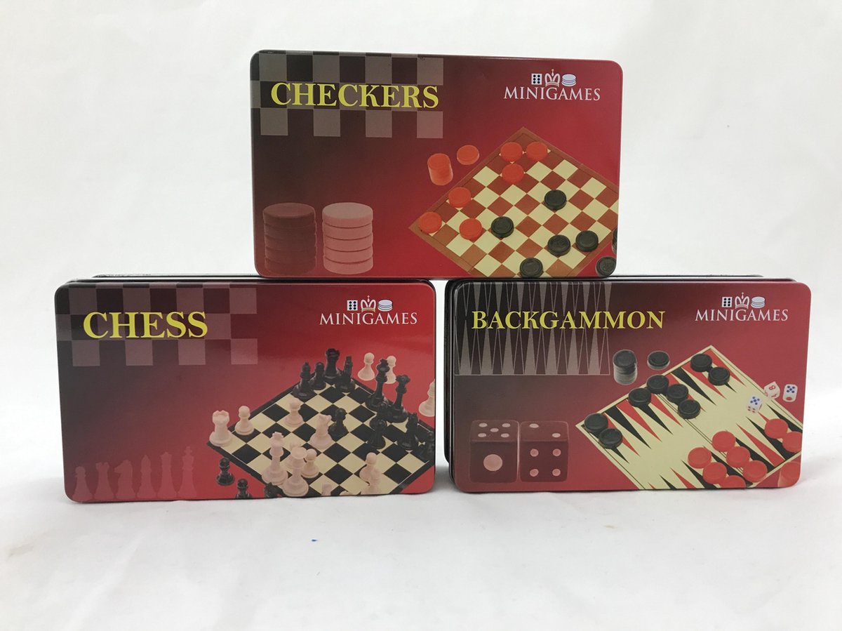 Drie spellen in handig meeneemblik
