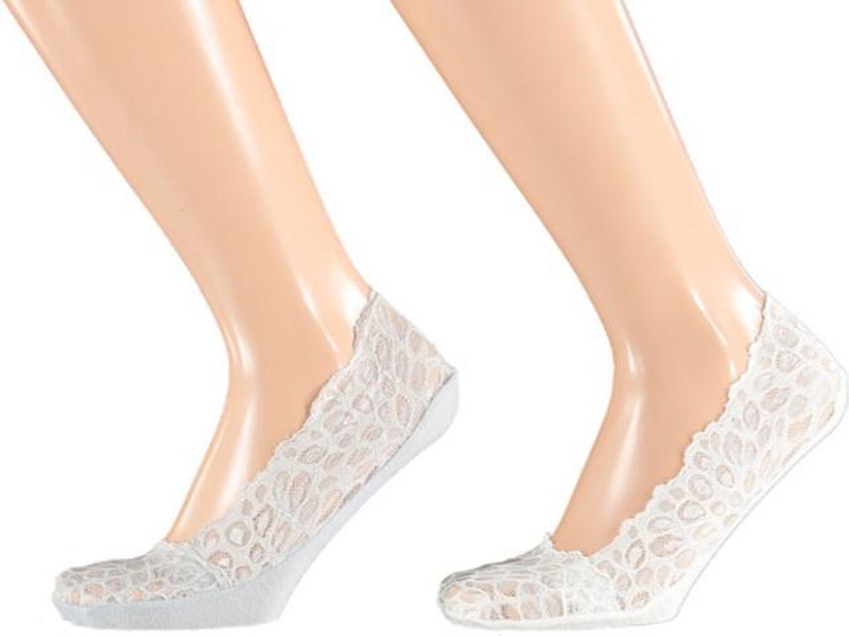 Sarlini invisible sneakersok | 2-pack | Wit en Grijs kant | Maat 36/41