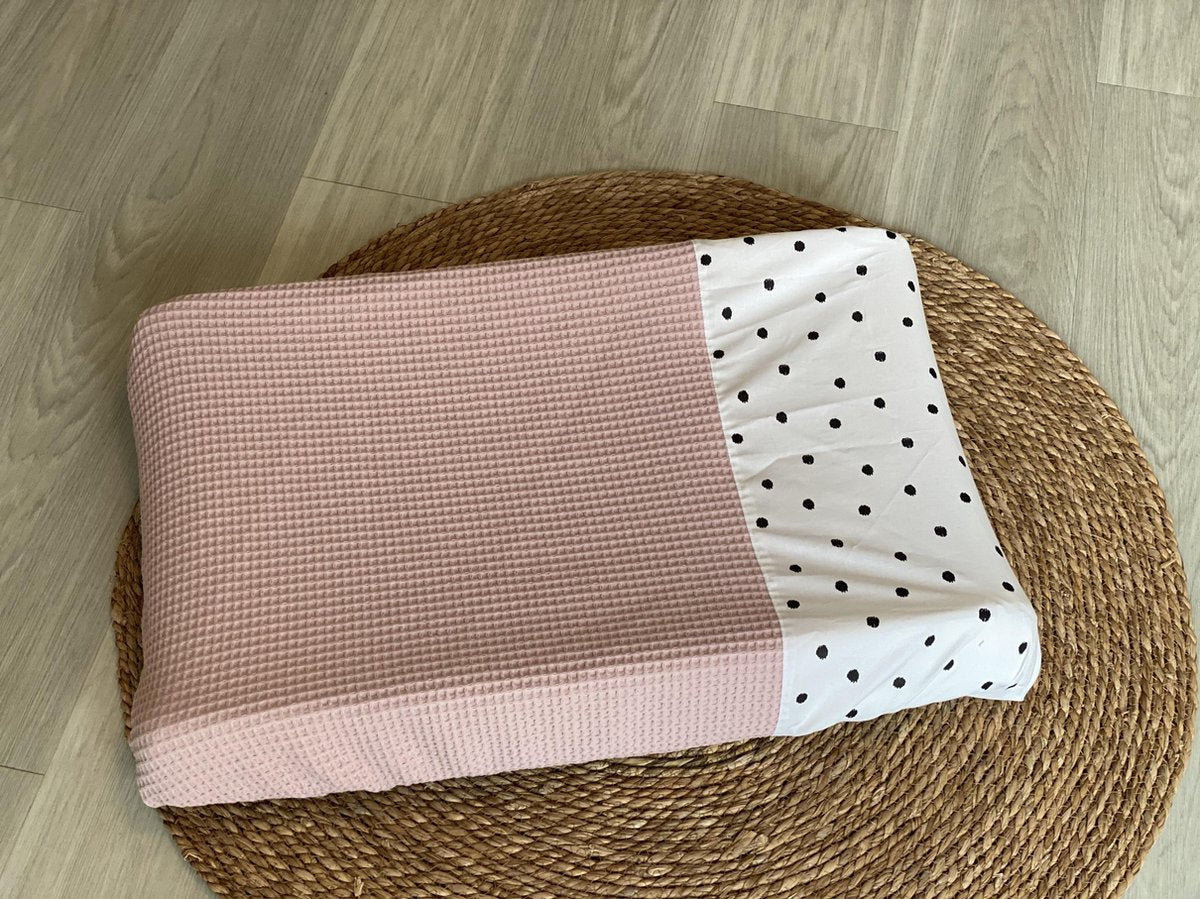 Aankleedkussenhoes roze met stippen - waskussenhoes