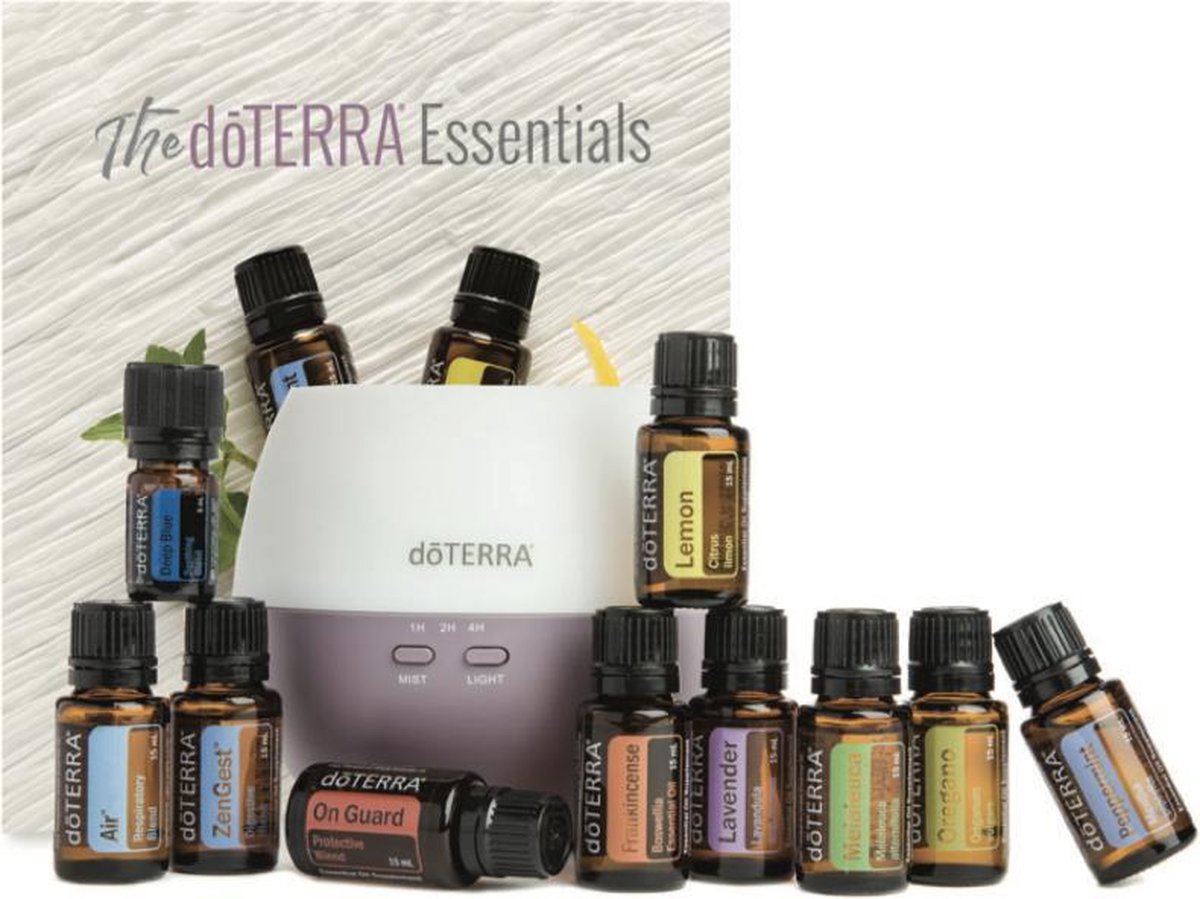 doTERRA Home Essentials Kit | 10 Oliën (15ml) + PETAL Diffuser | Etherische Olie