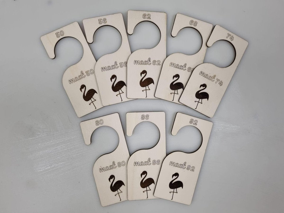 Kastverdelers FLAMINGO maat 50 t/m 92 - maathangers - baby - baby kleding - kleding kast - organizer - babykleding ordenen