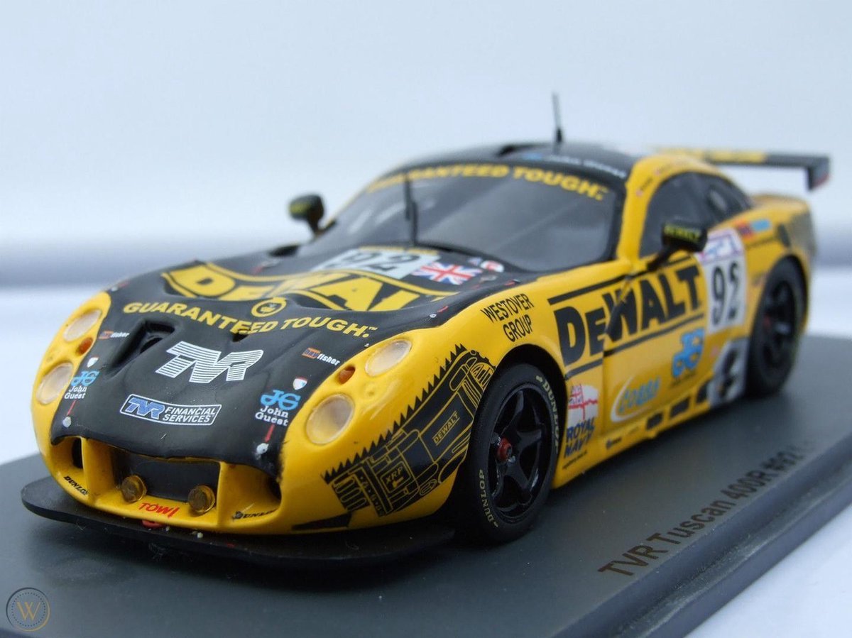 TVR Tuscan 400R #91 Le Mans 2003 (Geel/Zwart) (10cm) 1/43 Spark - Modelauto - Schaalmodel - Model auto - Miniatuurautos - Miniatuur auto