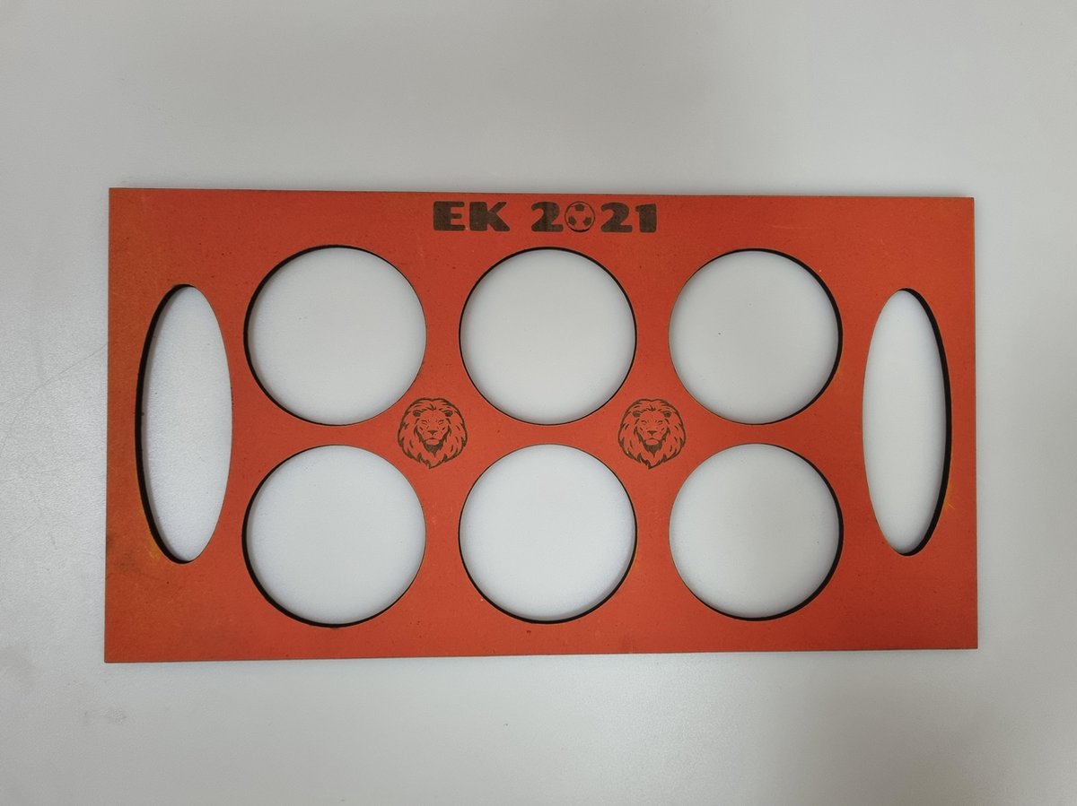 EK oranje houten bier tray voor 6 glazen - voetbal zomer - EK voetbal - bier drinken - bierglas houder - EK 2021 - bier - glas - glazen - tray voor 6 glazen - oranje - holland artikelen