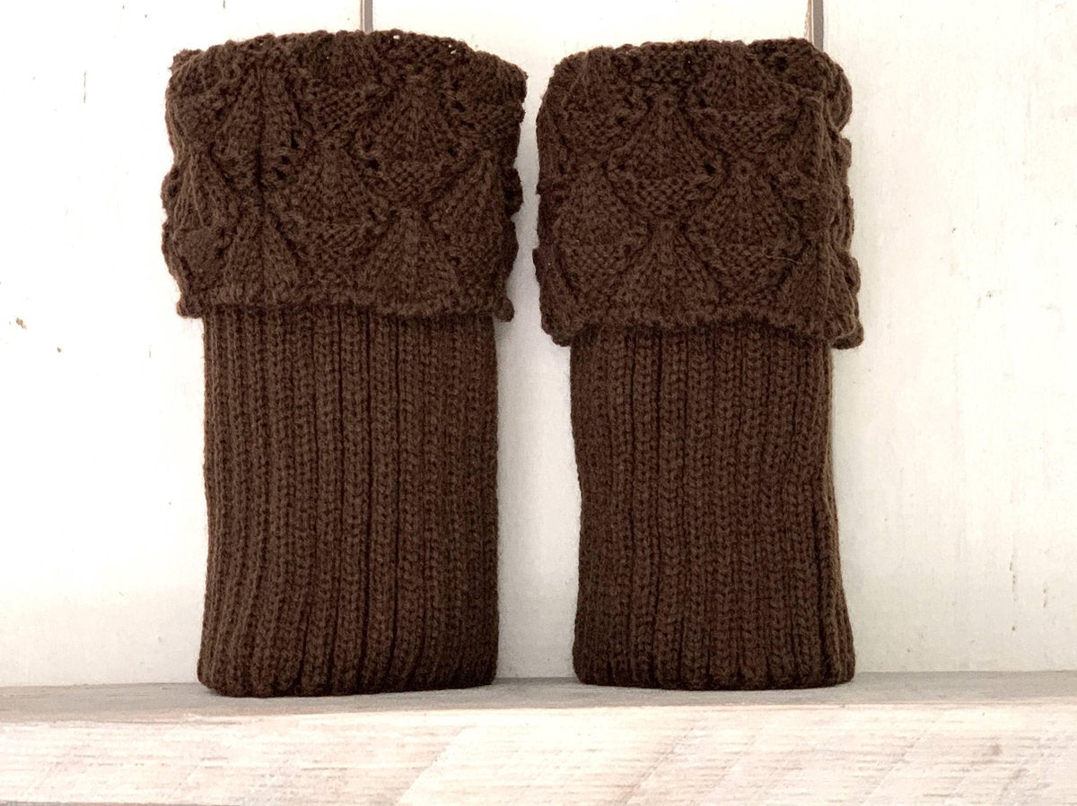 MixG l Beenwarmers met gebreide rand l Donkerbruin | Dames | One size