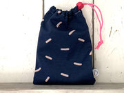 MixG | Knikkerzak | Donkerblauw met roze| Meisje