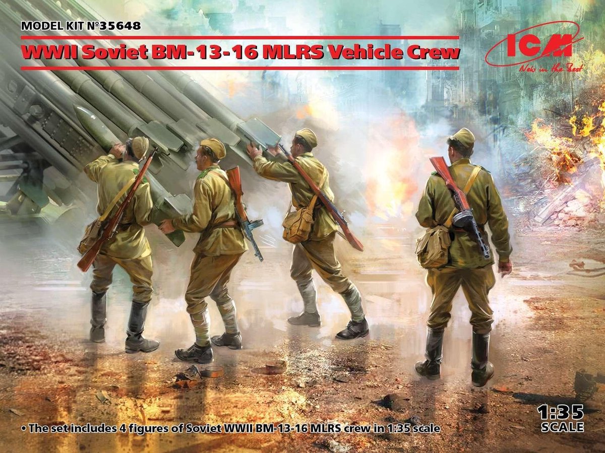 1:35 ICM 35648 WWII Soviet BM-13-16 MLRS Vehicle Crew Plastic kit