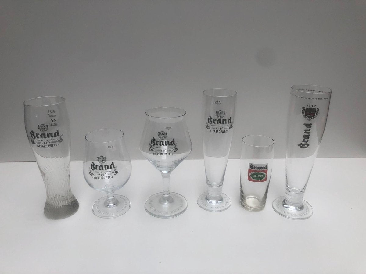 6x diverse brand bierglas assorti box bierglazen voetglas vaasje cadeau giftset
