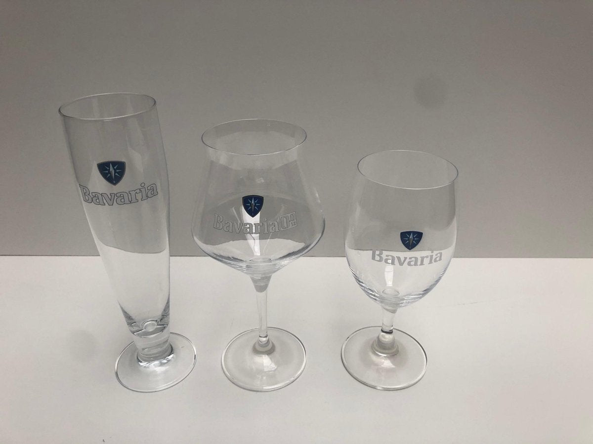 Setje van 3 bavaria verschillende voetglazen bierglazen vaderdag cadeau bierglas