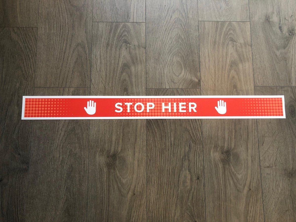 Stop Hier Vloersticker (90 cm x 7