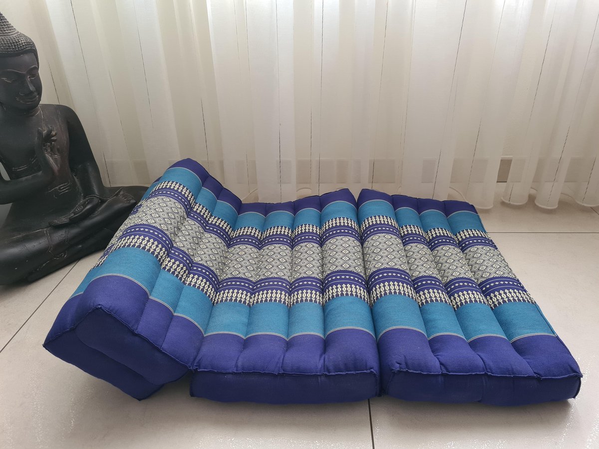 Yoga meditatie kussen mat - Yoga kussen opvouwbaar – Steunkussen – Meditatie kussen opvouwbaar - Kapok – Yogamat opvouwbaar – 70x50 cm - Blauw
