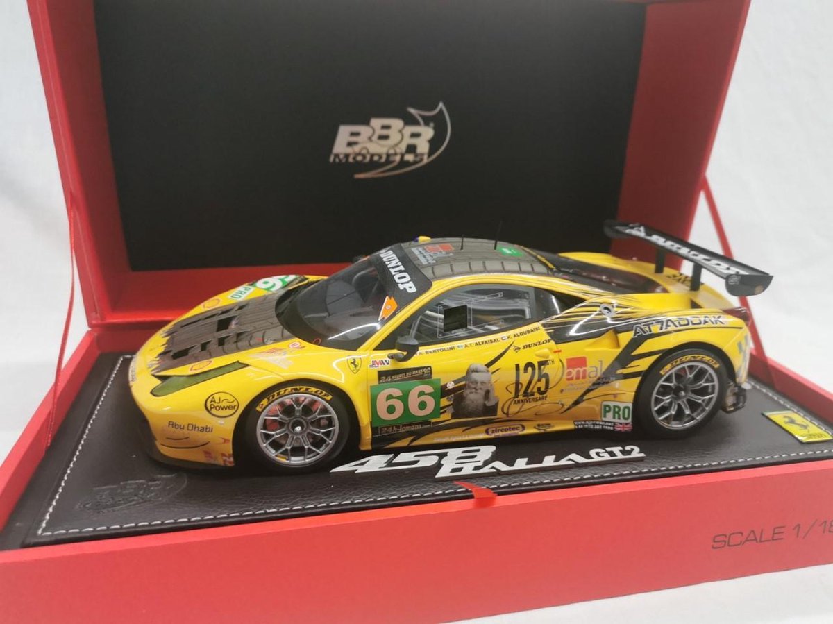 Ferrari 458 Italia GT2 GTE PRO 24 Hrs Le Mans 2013 JMW Motorsport Car Nr #66 Geel 1-18 BBR Models Limited 80 Pieces