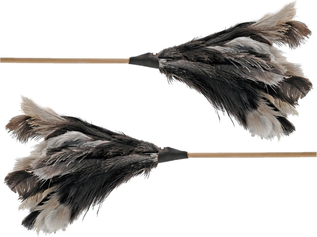 2x stuks plumeaus/dusters van struisvogelveren 40 cm - Huishoudelijke producten/schoonmaken/afstoffen