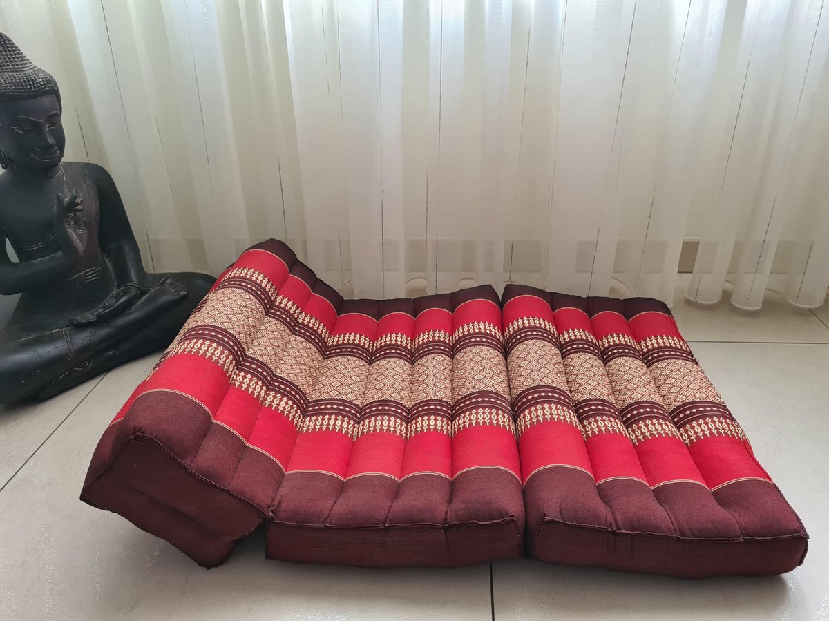 Yoga meditatie kussen mat - Yoga kussen opvouwbaar – Steunkussen – Meditatie kussen opvouwbaar - Kapok – Yogamat opvouwbaar – 70x50 cm - Burgundy Rood