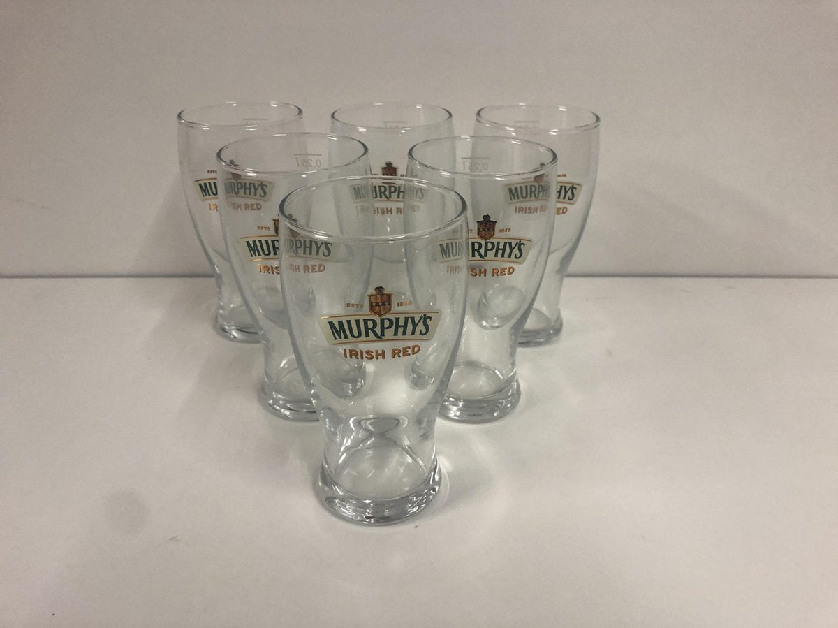 Murphy's Irish Red bierglas 6x 25cl 1/2 pint murphy bierglazen