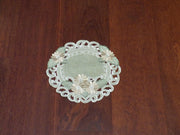 Tafelkleed serie: Linnenlook Groen met bloemen - Rond 30 cm