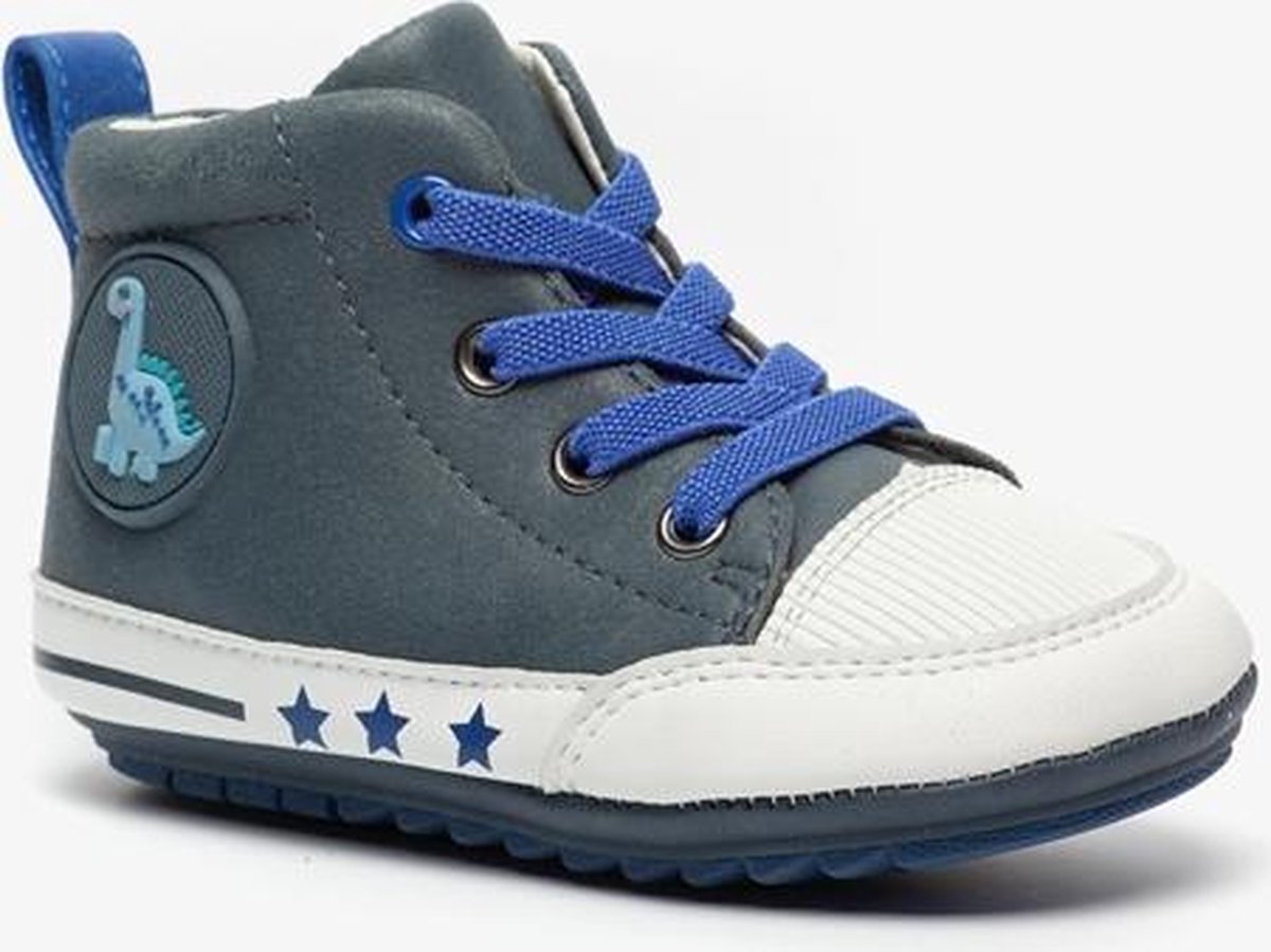 Groot leren babyschoenen met dino print - Blauw - Maat 19