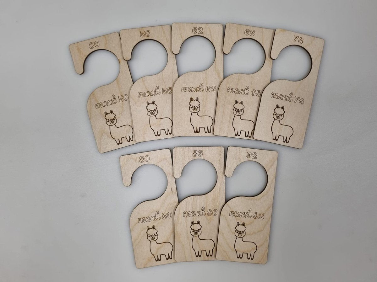 Kastverdelers ALPACA maat 50 t/m 92 - maathangers - baby - baby kleding - kleding kast - organizer - babykleding ordenen