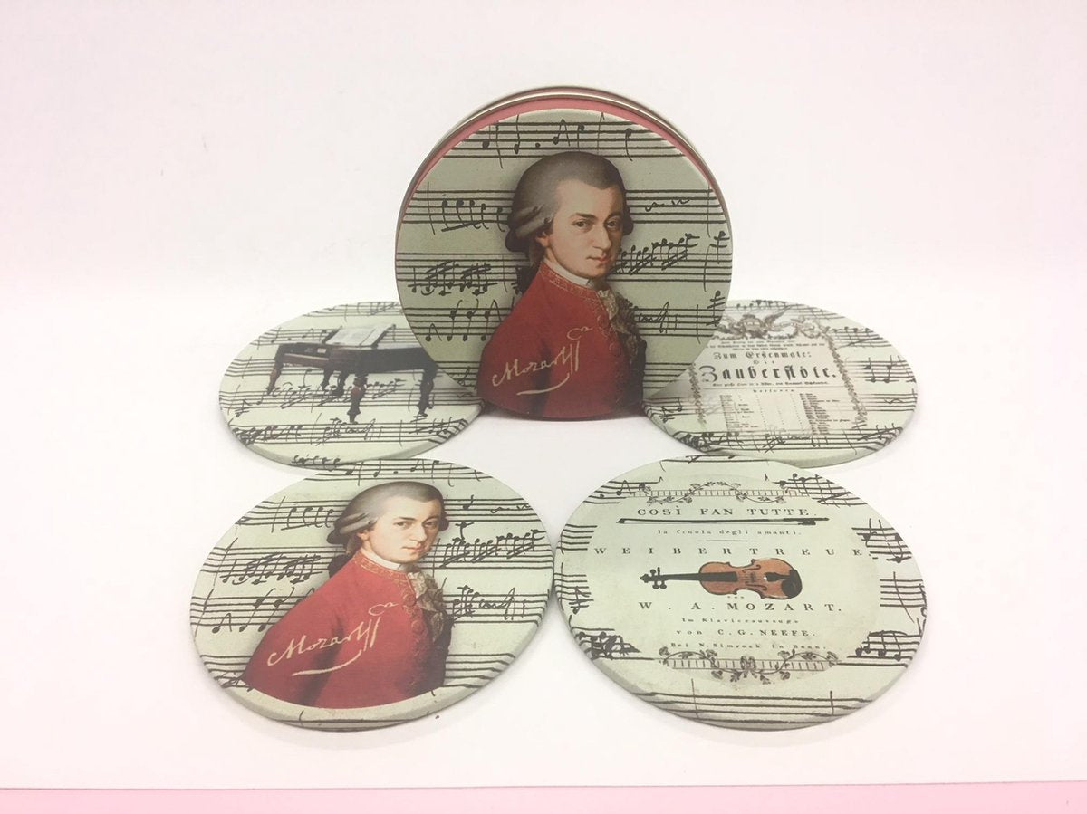 Set van 4 metalen onderzetters Mozart