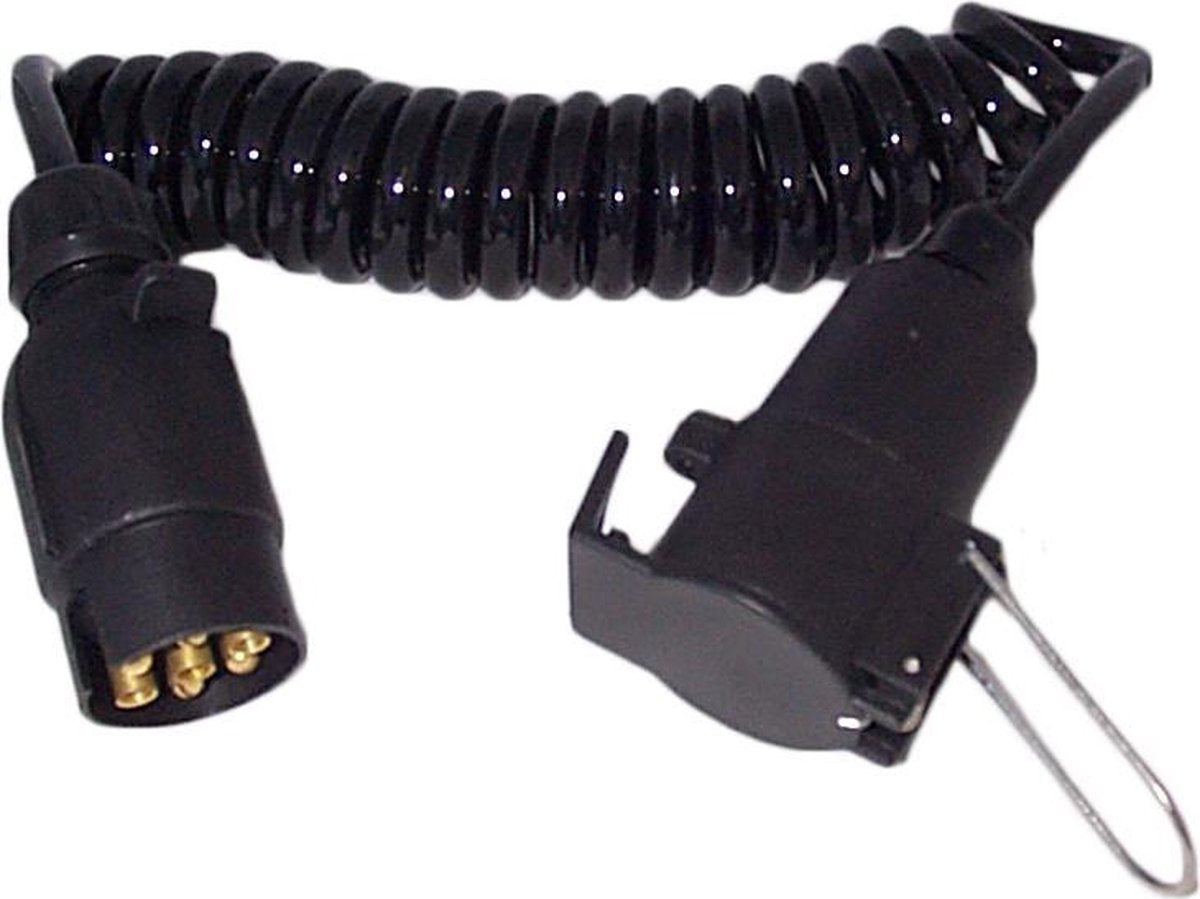 Spiraalkabel Telefoonsnoer 1* 7 Polige Stekker en 1* Contrastekker