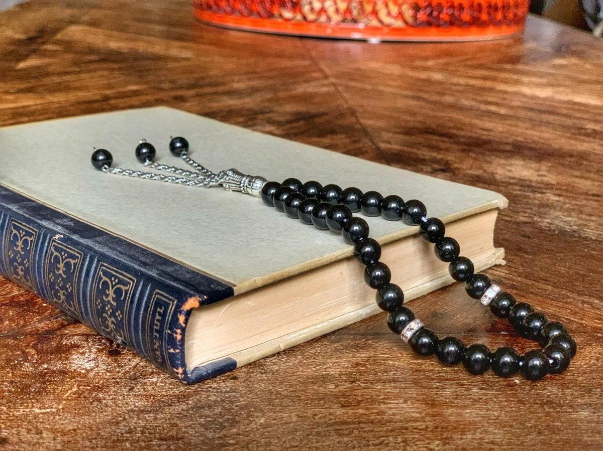 Shukran tasbih - Zwart - Tasbih voor mannen - Tesbih - Tespih - Tasbeeh - Gebedsketting - Tasbih 33 kralen - Tasbih teller - Islam