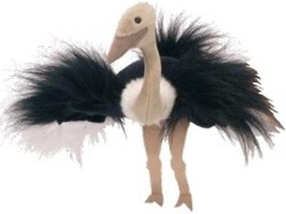 Pluche handpop struisvogel 22 cm