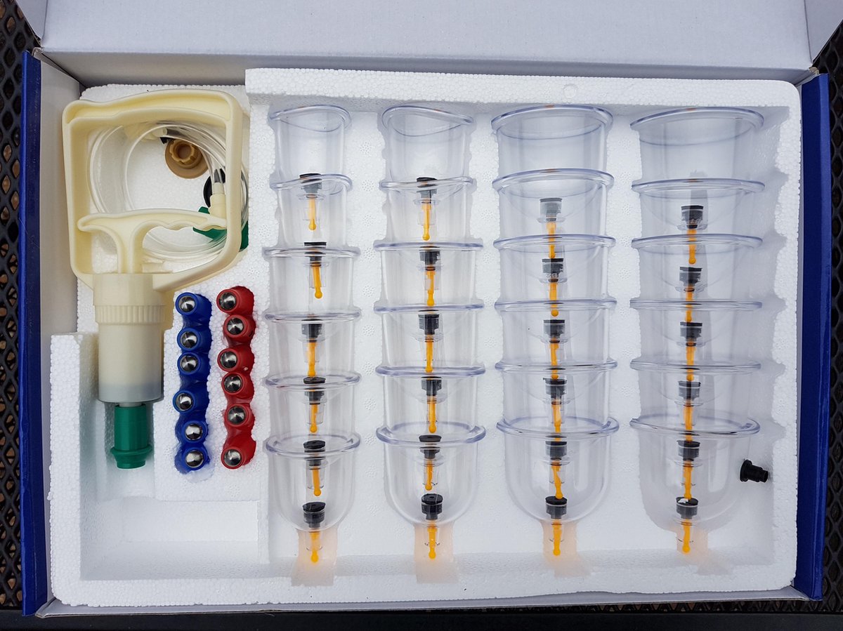 24 delige Vacuum Cupping Massage Therapy Set - Chinese Massage Anti Cellulitis Therapie Cuppingset + 12 magneten + NL handleiding