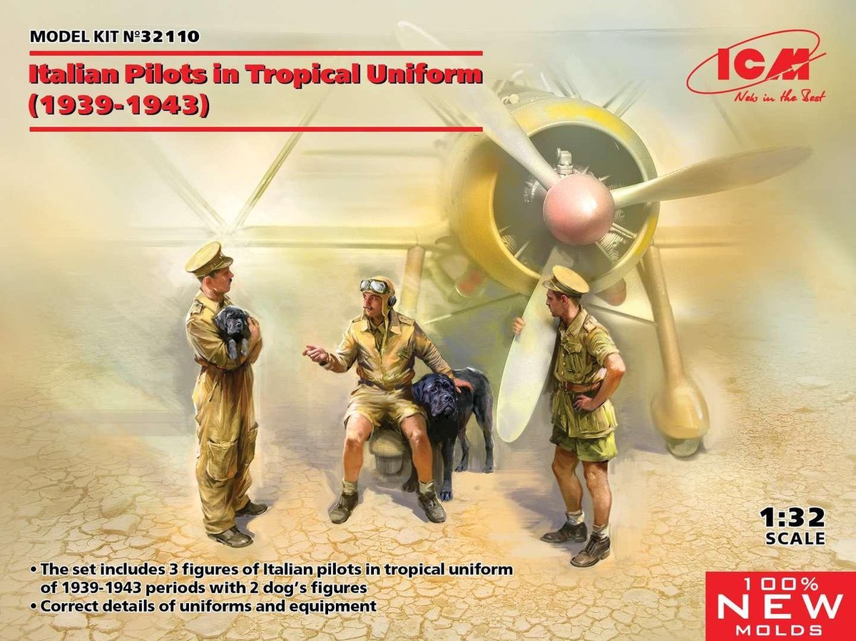1:32 ICM 32110 Italian Pilots in Tropical Uniform (1939-1943) Plastic kit