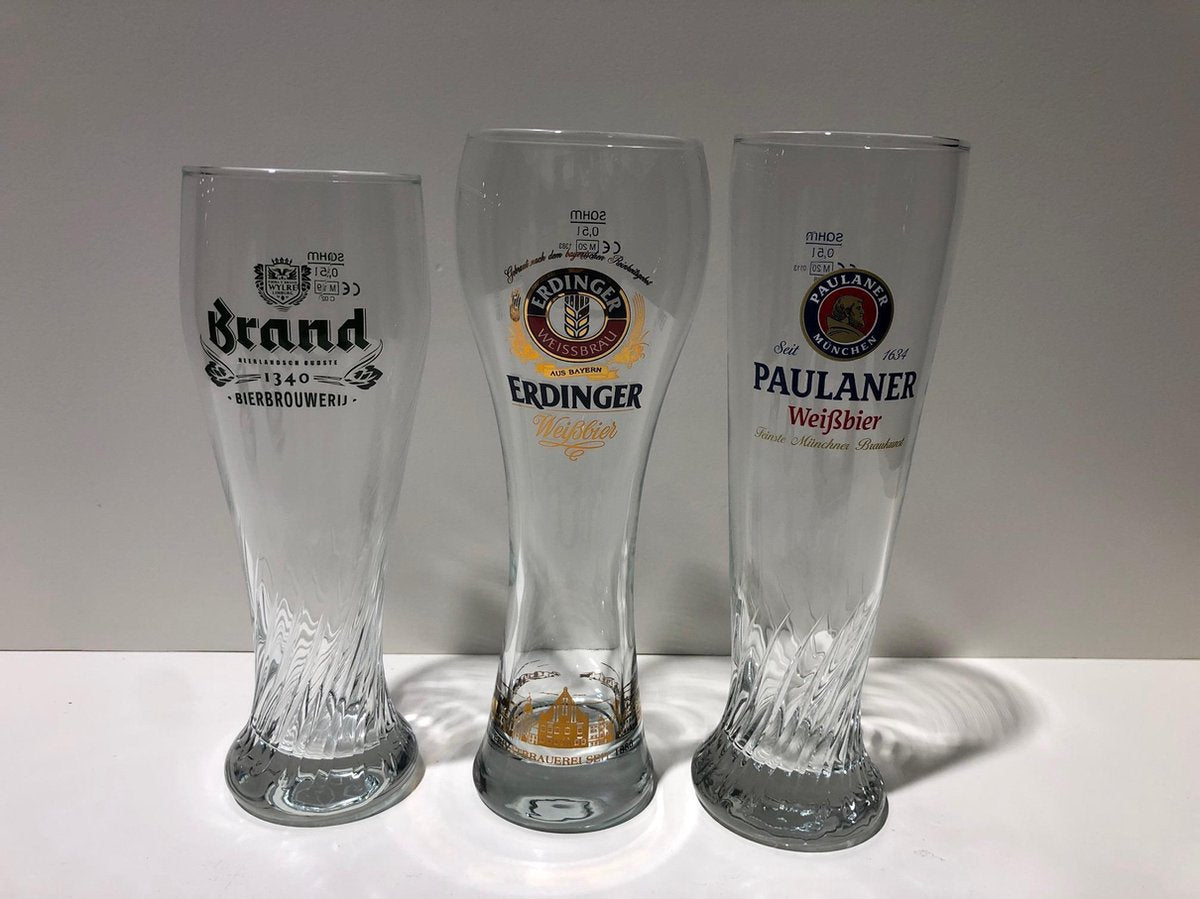 bierbokalen bierglazen set 3x50cl (brand erdinger paulaner) weizen bierglas weizenbier