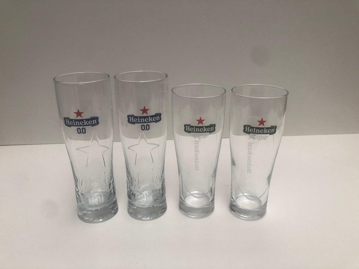 4x heineken ellipse glas 2x 25cl en 2x 0.0 star bierglazen bierglas bier glas glazen