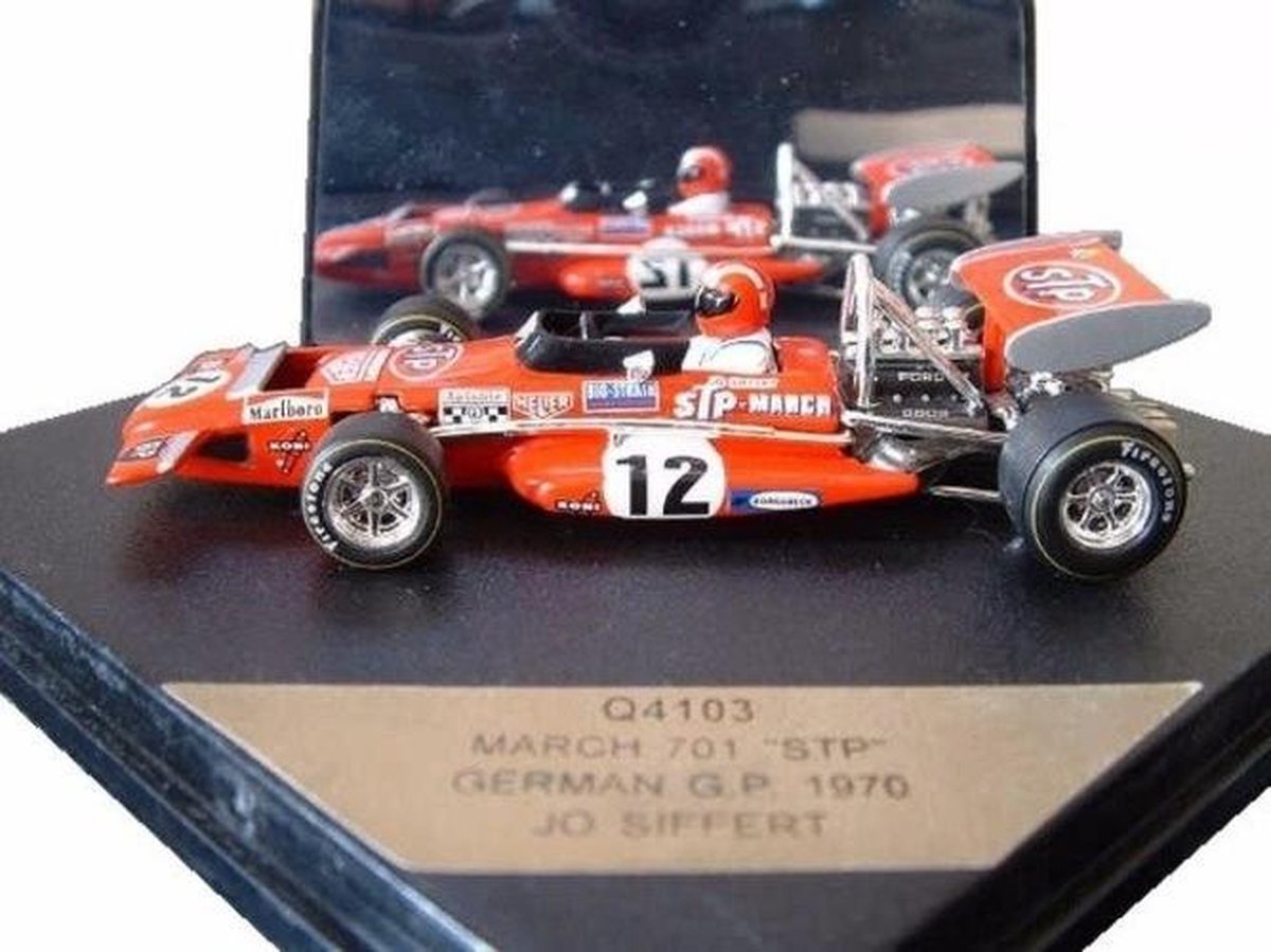 March 701 STP German GP 1970 Jo Stiffert (Rood) (10 cm) 1/43 Quartzo - Modelauto - Schaalmodel - Model auto - Miniatuurautos - Miniatuur auto - Max Verstappen - Race auto wagen
