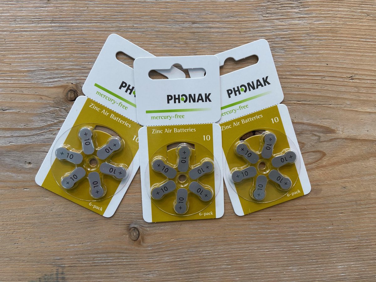 Phonak | Hoortoestel batterij | P10 | Gele sticker | 10 pakjes | 60 batterijen