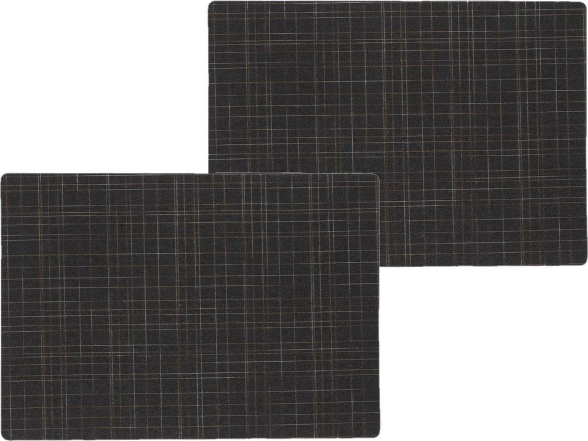 10x stuks stevige luxe Tafel placemats Liso zwart 30 x 43 cm - Met anti slip laag en Teflon coating toplaag