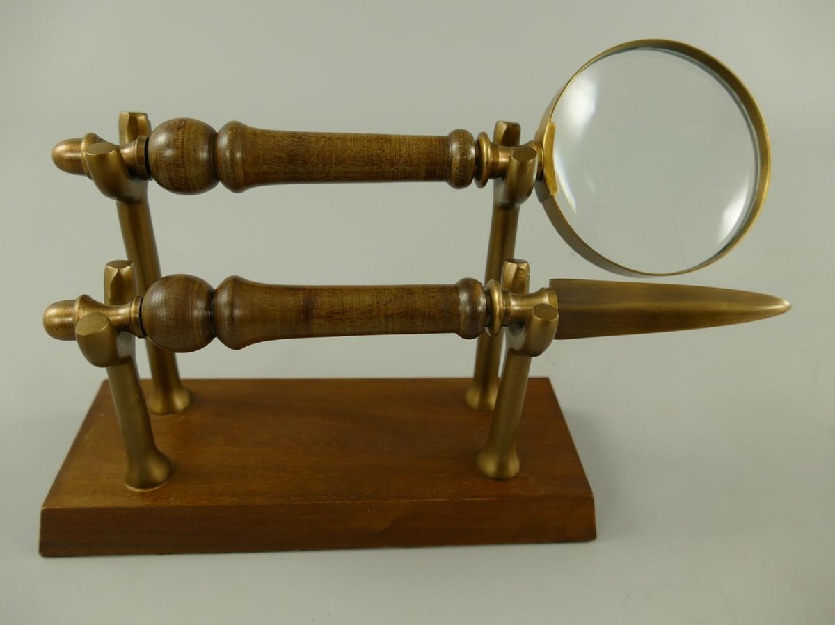 MadDeco - standaard - vergrootglas - briefopener - loupe - hout