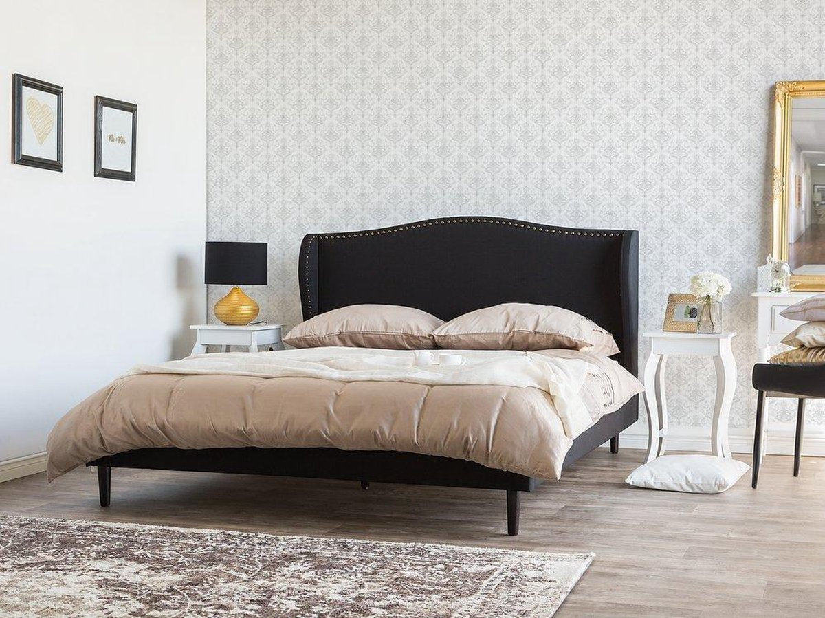 Beliani COLMAR - Tweepersoonsbed - zwart - polyester