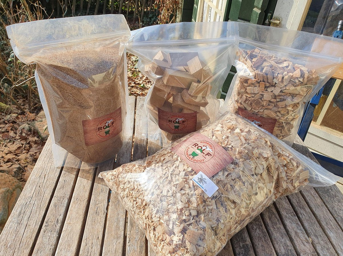 Beuken rookhout assortiment  chunks / snippers / rookmot / krullen