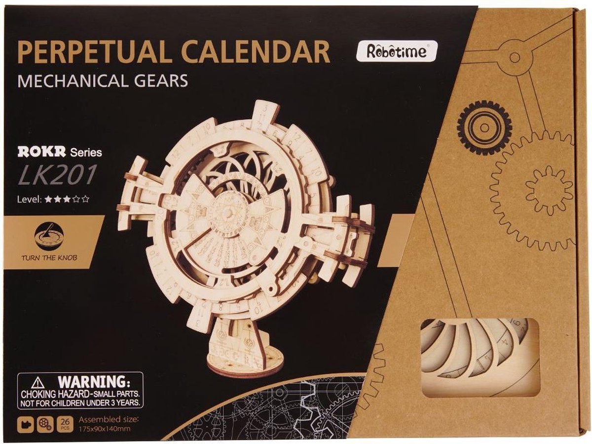 Voordeelpakket Robotime 3D puzzel modelbouw pakket Uil-klok / Perpetual Kalender bouwpakket