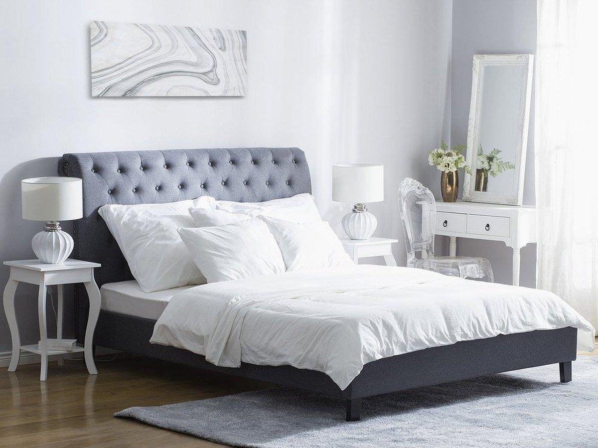 Beliani REIMS - Tweepersoonsbed - grijs - polyester