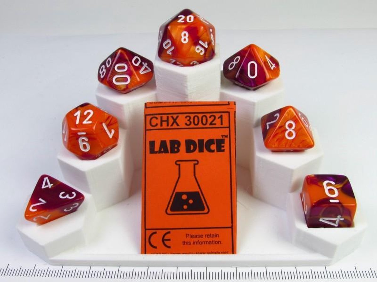 Gemini Orange-Purple w/white polydice set